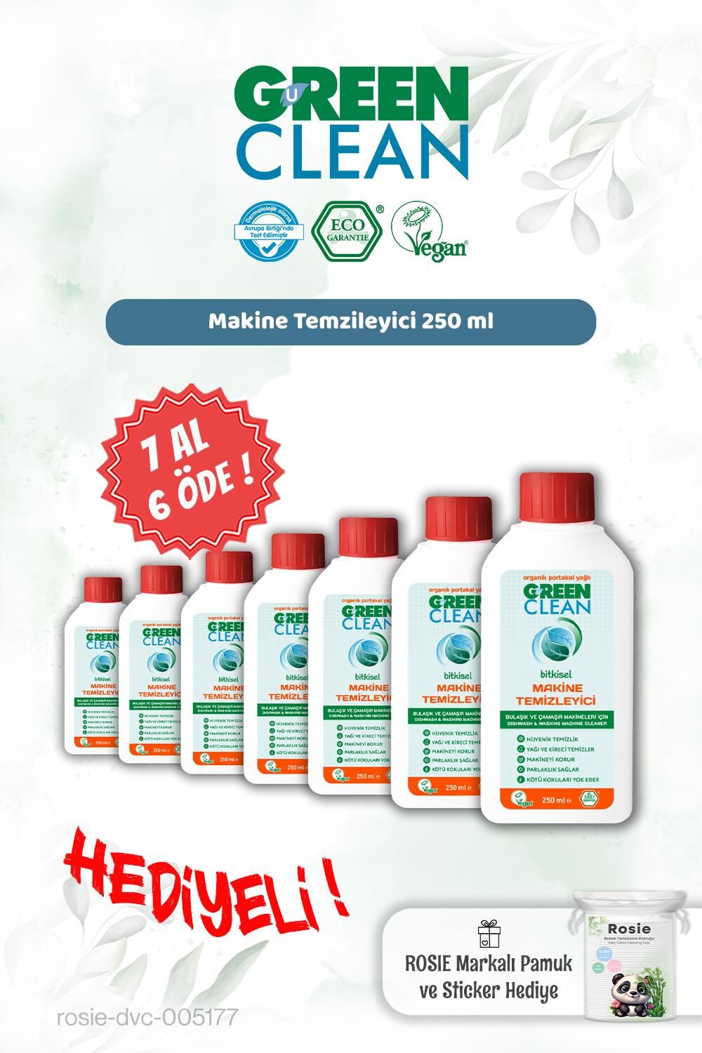 Green Clean Makine Temizleyici 250 ml 7 AL 6 ÖDE ve Rosie Hediye