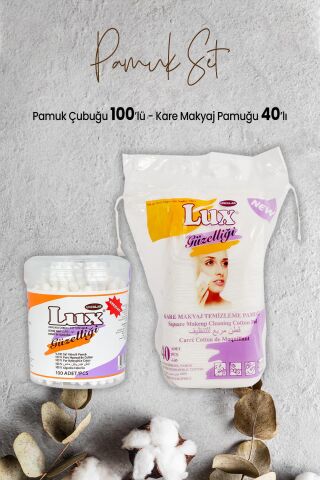 Lux Pamuk Çubuğu 100' lü ve Disk Kare Makyaj Pamuğu 40' lı