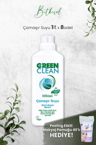U Green Clean Bitkisel Çamaşır Suyu 1 L x 8 Adet ve Hediyeli