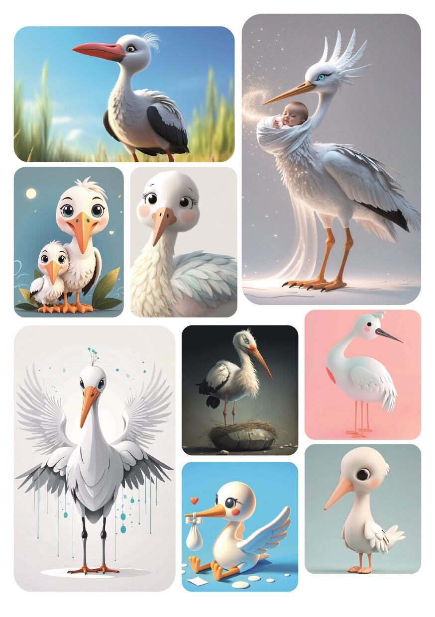 9 ADET Leylek Serisi Temalı Tatlı Hayvan Stickerlar