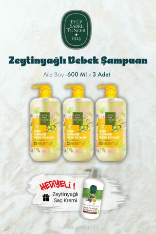 Zeytinyağlı Bebek Şampuan 600 ML X 3 ve Saç Kremi Hediyeli