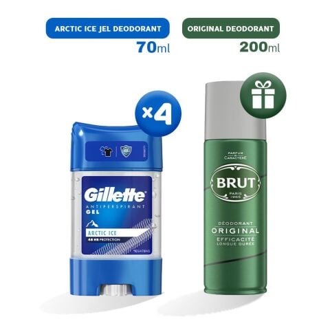 Gillette Jel Deodorant Arctic Ice 70 ml x 4, Erkek Deodorant Hediyeli