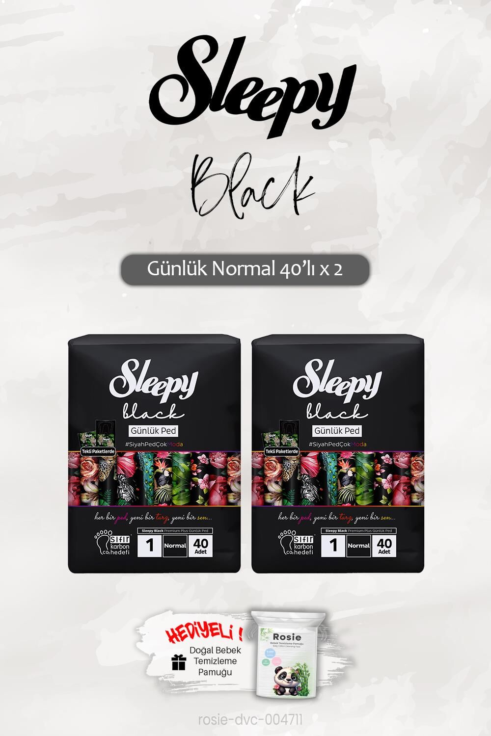 Sleepy Black Günlük Ped 40 'lı Normal x 2 ve ROSIE