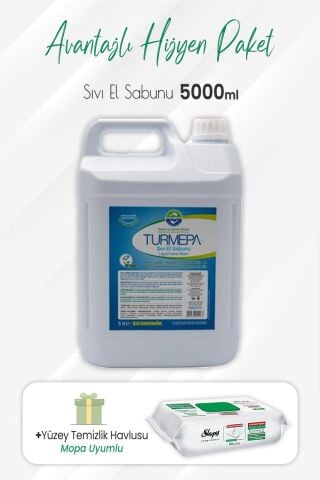 Turmepa Sıvı Sabun 5 lt ve Mopa Uyumlu Yüzey Temizlik 80'li