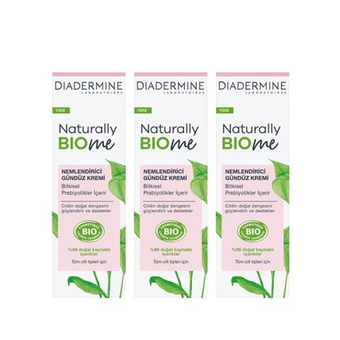 Diadermine Naturally Bio Me Nemlendirici Gündüz Kremi 50 ml x 3 Adet