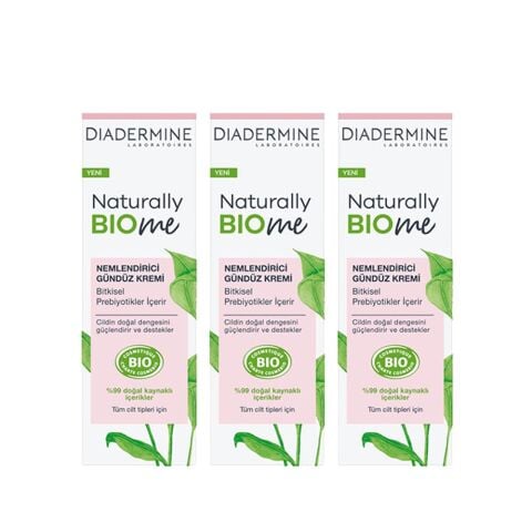 Diadermine Naturally Bio Me Nemlendirici Gündüz Kremi 50 ml x 3 Adet