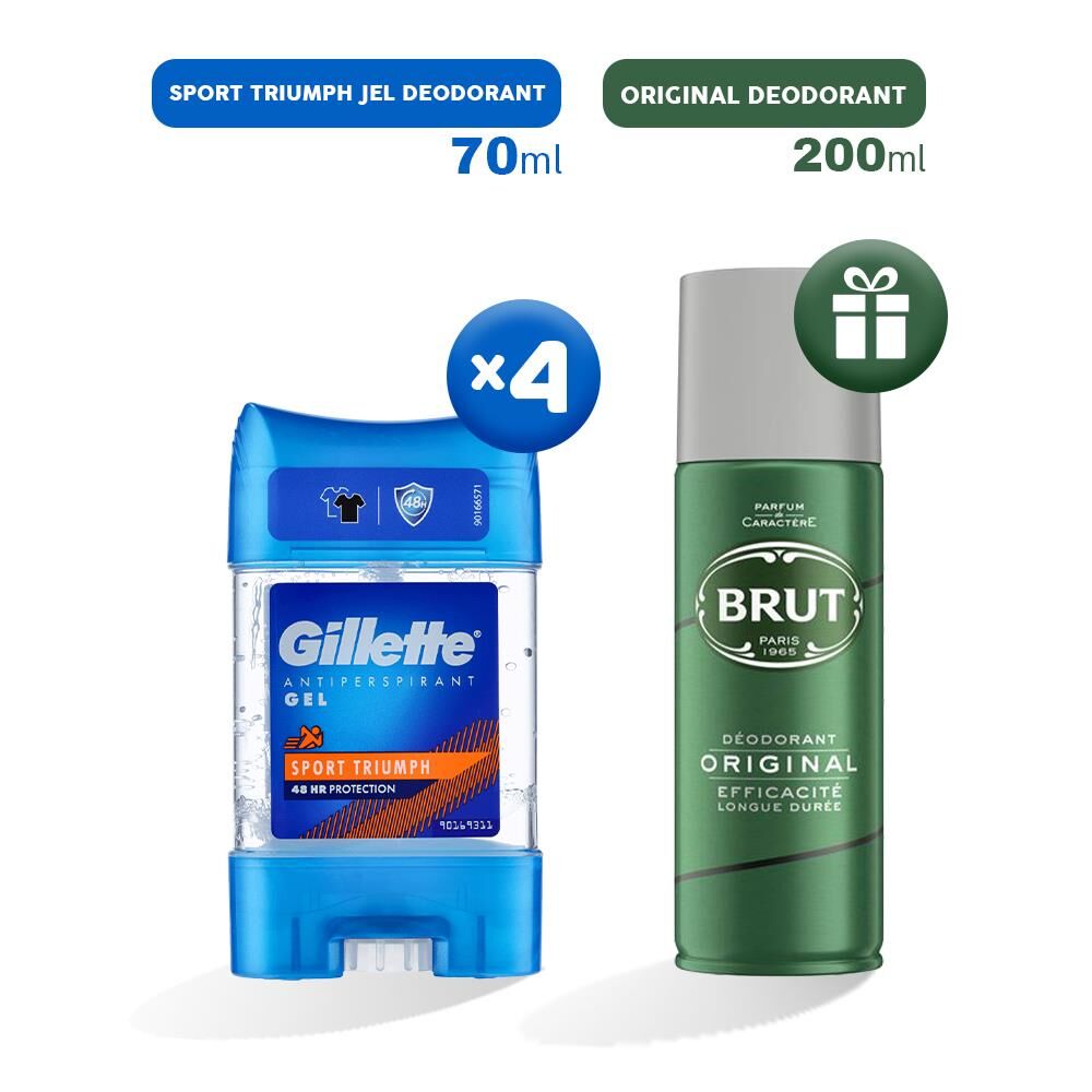 Gillette Jel Deodorant Sport Triumph 70 ml x 4, Erkek Deodorant Hediyeli
