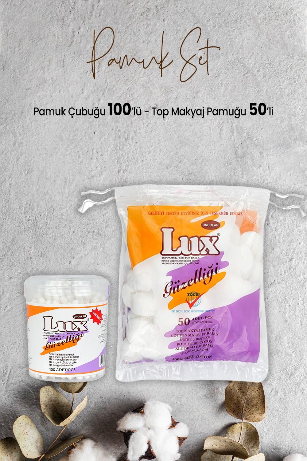 Lux Pamuk Çubuğu 100' lü ve Top Makyaj Pamuğu 50'li