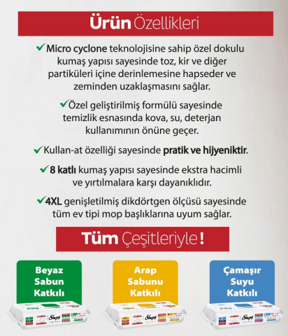 Sleepy Mopa Uyumlu Beyaz Sabunlu Islak Mendil 50'li x 3 ve ROSIE