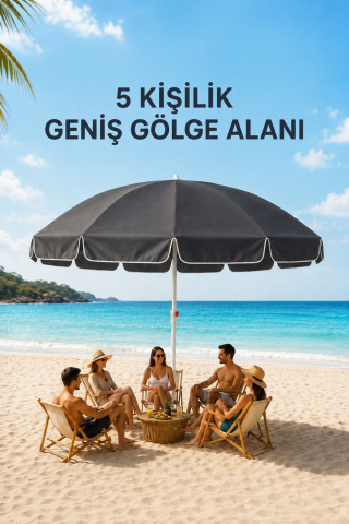 Antrasit renk 240 çap/10 telli Bahçe, Güneş Şemsiyesi