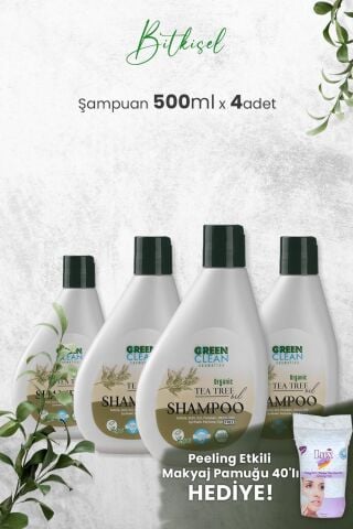 Green Clean Şampuan Tea Tree 275 ml x 4 Adet ve Hediyeli