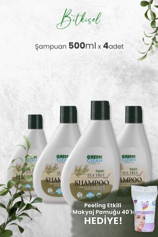 Green Clean Şampuan Tea Tree 275 ml x 4 Adet ve Hediyeli