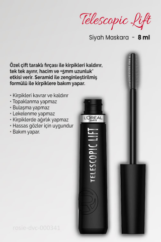 3 Adet Loreal Paris Telescopic Lift Maskara Siyah ve ROSIE Pamuk