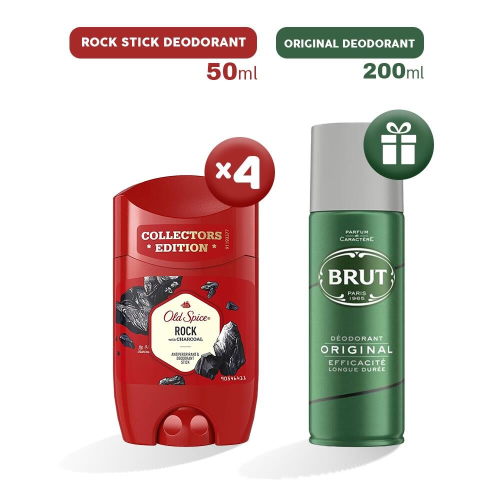 Old Spice Rock Deodorant Stick 50 ml x 4, Erkek Deodorant Hediyeli