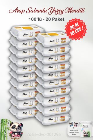 20 AL 18 ÖDE Sleepy Arap Sabunu Katkılı Yüzey Havlusu 100' lü ve ROSIE