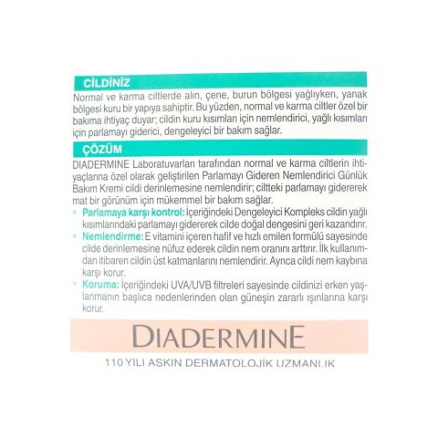 Diadermine Normal ve Karma Ciltler için Nemlendirici Bakım Kremi 50 ML