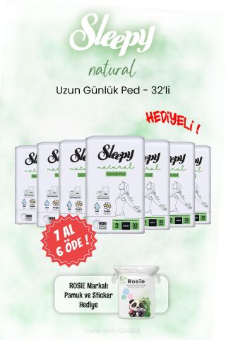 7 AL 6 ÖDE Sleepy Natural Uzun Günlük Ped 32'li ve ROSIE