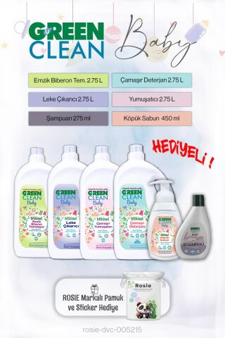 Green Clean Büyük Boy Baby Serisi ve Rosie pamuk hediye