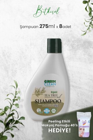 Green Clean Şampuan Tea Tree 275 ml x 8 Adet ve Hediyeli