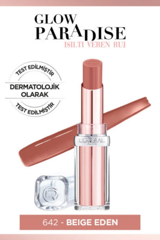 3 Adet Loreal Paris Glow Paradise Lipstick 642 Beige Eden ve ROSIE