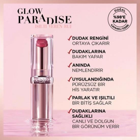 3 Adet Loreal Paris Glow Paradise Lipstick 642 Beige Eden ve ROSIE
