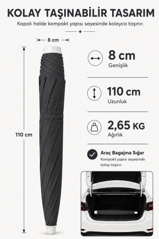 Antrasit Plaj Şemsiyesi 200 cm çap/10 telli, eğim verilebilir