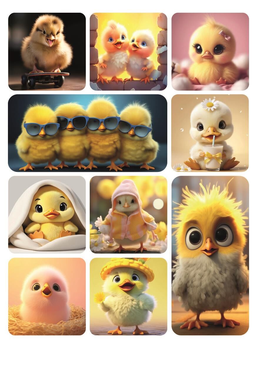 10 ADET Hayvanlar Serisi Şirin Civcivler Sticker