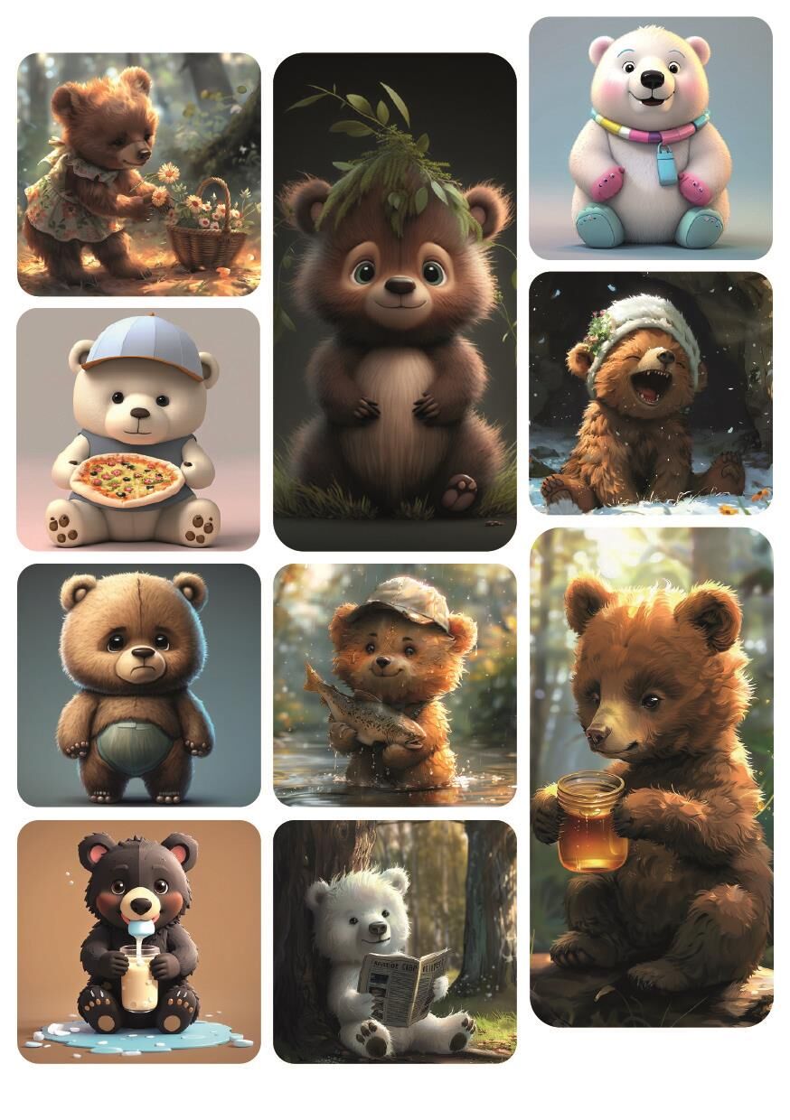 10 ADET Ayı Temalı Şirin Sticker