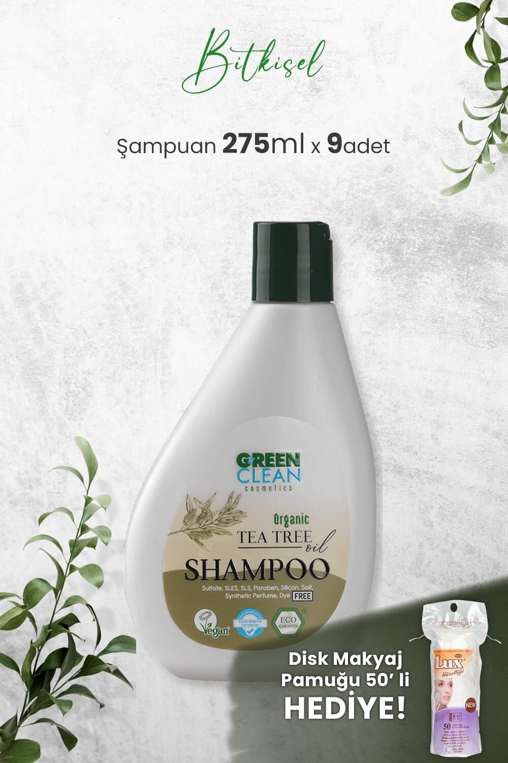 Green Clean Şampuan Tea Tree 275 ml x 9 Adet ve Hediyeli