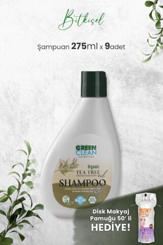 Green Clean Şampuan Tea Tree 275 ml x 9 Adet ve Hediyeli