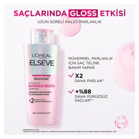 Loreal Paris Elseve Glycolic Gloss Sülfatsız Şampuan 200 ml