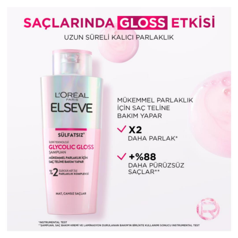 Loreal Paris Elseve Glycolic Gloss Sülfatsız Şampuan 200 ml