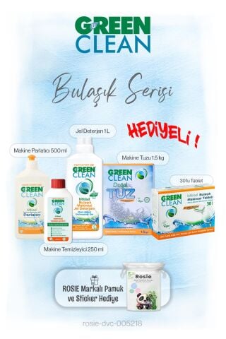 Green Clean 5'li Bulaşık Yıkama Serisi ve Rosie pamuk hediye