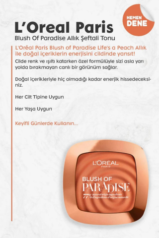 3 Adet Loreal Paris Blush Of Paradise Allık Şeftali Tonu ve ROSIE