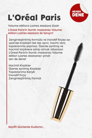Loreal Paris Volume Millions Lashes Maskara Siyah