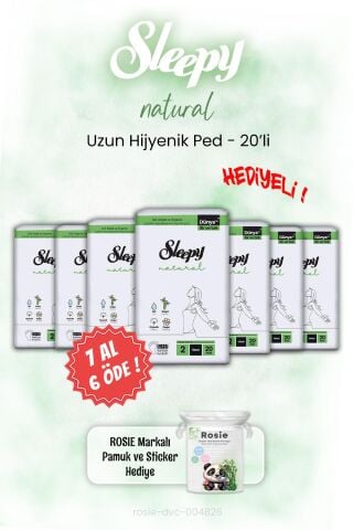 7 AL 6 ÖDE Sleepy Natural Hijyenik Ped Uzun 20'li ve ROSIE