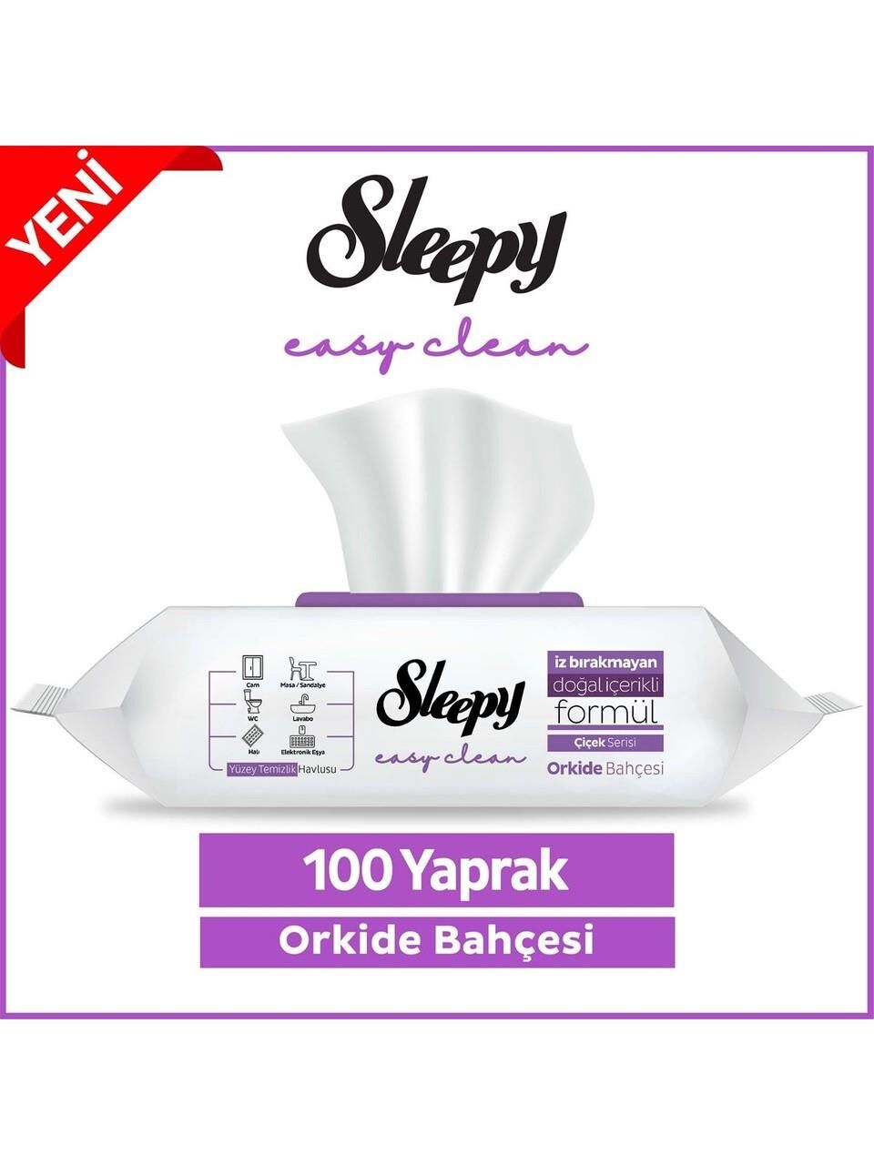 Sleepy Easy Clean Orkide Bahçesi Yüzey Temizlik Havlusu 100' lü
