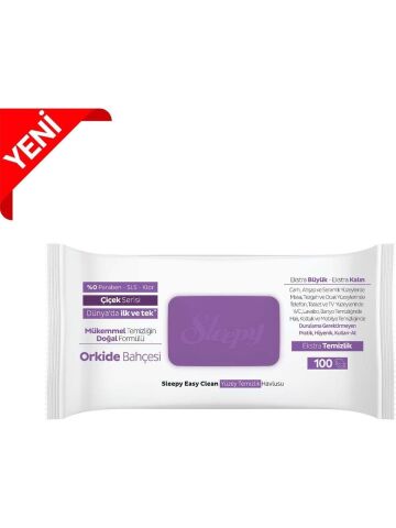 Sleepy Easy Clean Orkide Bahçesi Yüzey Temizlik Havlusu 100' lü