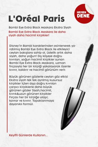 Loreal Paris Bambi Eye Extra Black Maskara Ekstra Siyah