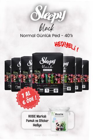 Sleepy Black 7 AL 6 ÖDE Günlük Ped Normal 40'lı ve ROSIE