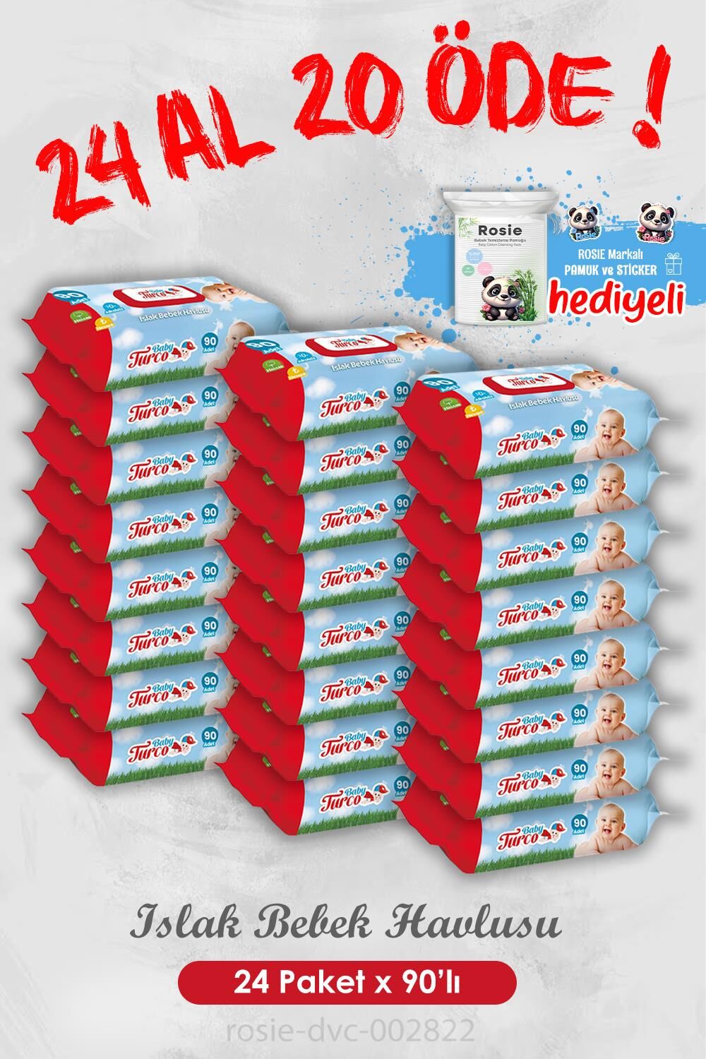 24 Al 20 Öde Islak Bebek Havlusu 90'lı ve Rosie