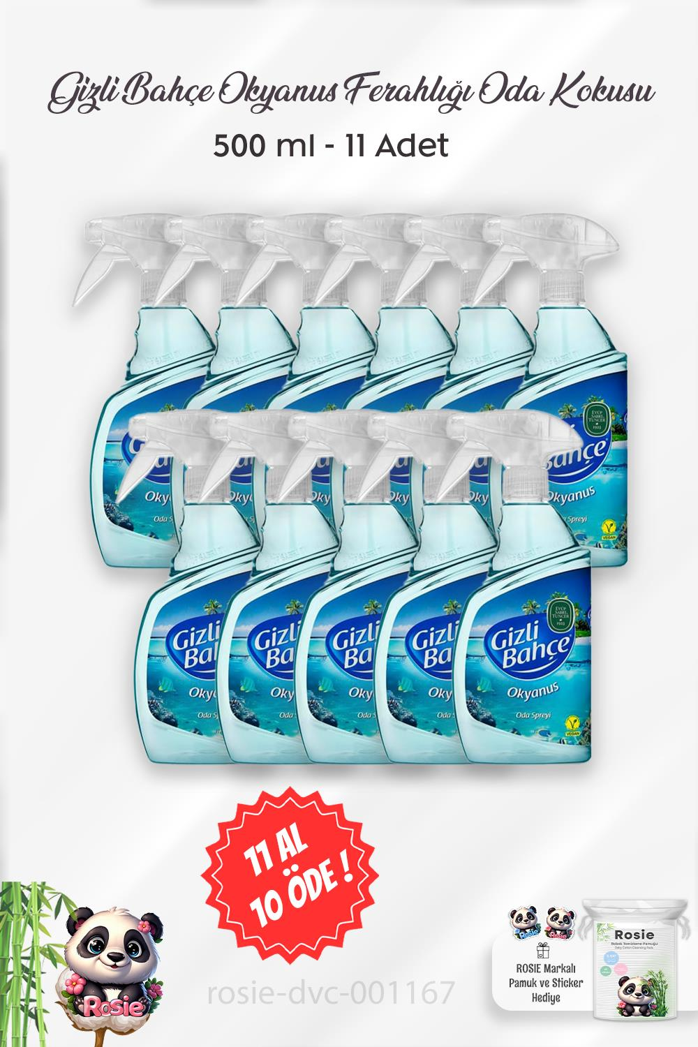 11 AL 10 ÖDE Eyüp Sabri Tuncer Gizli Bahçe Oda Kokusu Okyanus Ferahlığı 500 ml ve ROSIE