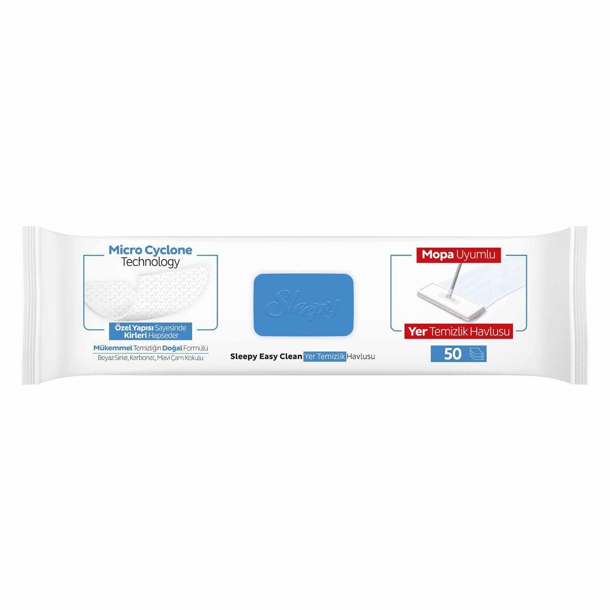 Sleepy Çamaşır Suyu Katkılı 8 Katlı 4X Large Mopa Uyumlu Temizlik Havlusu 50 li