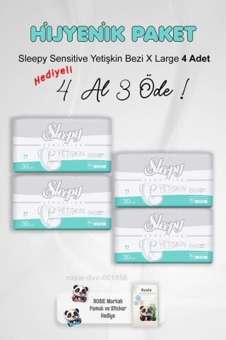 Sleepy Sensitive Yetişkin Bezi X Large 4 Al 3 Öde ve Rosie Pamuk