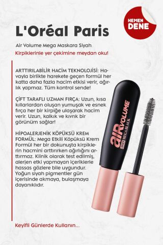 Loreal Paris Air Volume Mega Maskara Siyah
