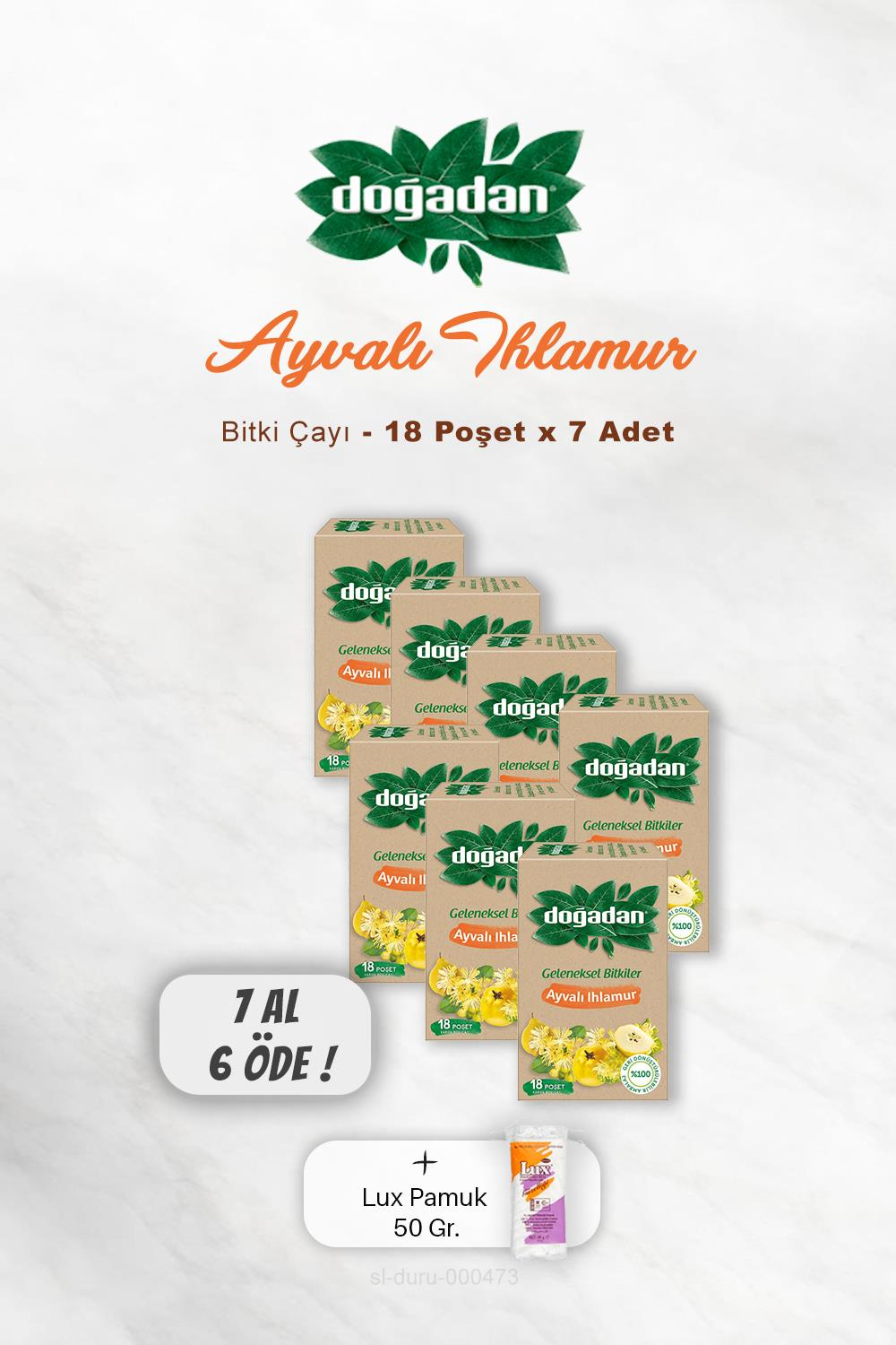 7 AL 6 ÖDE Doğadan Ayvalı Ihlamur Çay 18'li, Pamuk