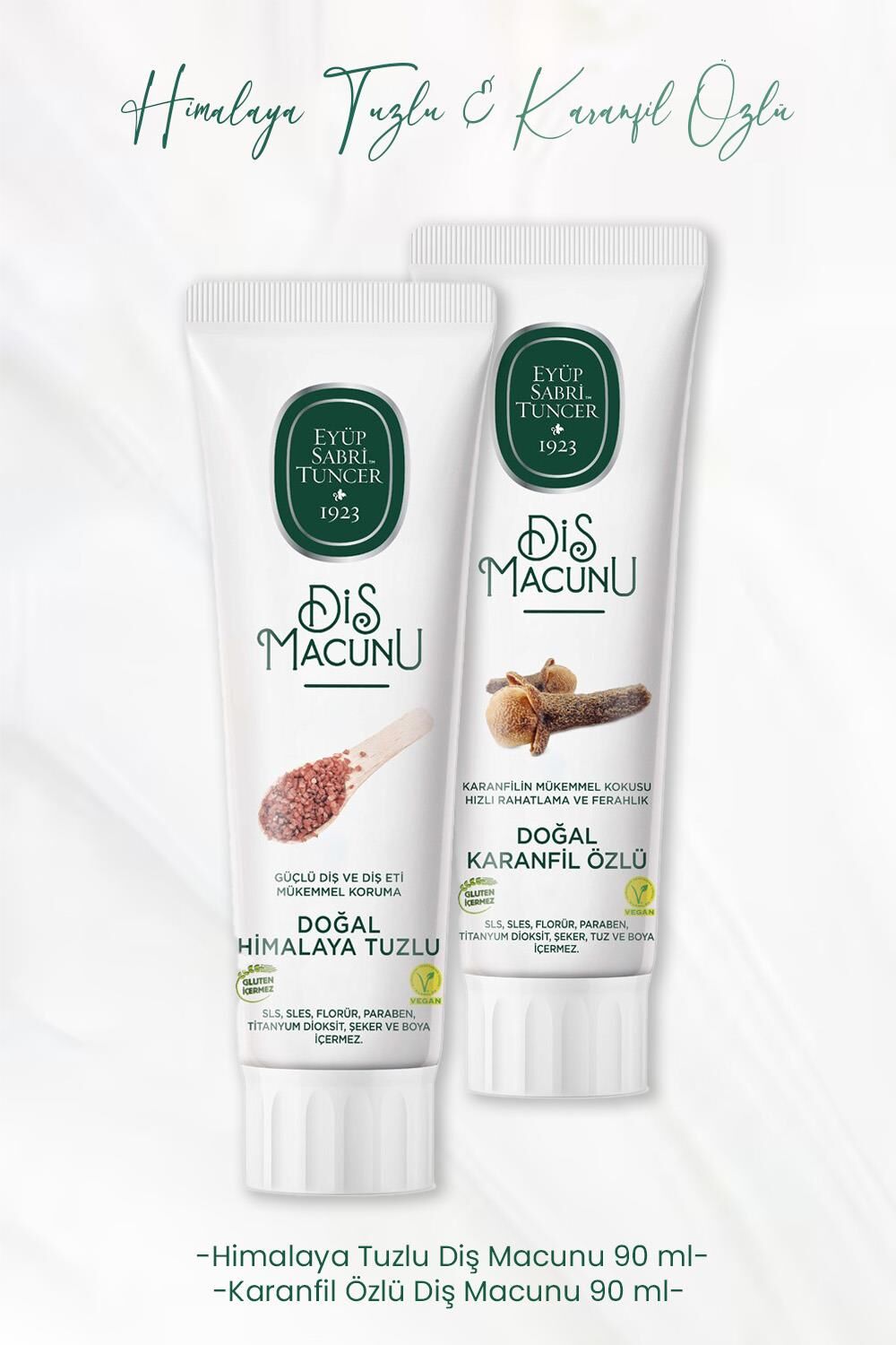 Eyüp Sabri Tuncer Diş Macunu Himalaya Tuzlu 90 ml ve Karanfil Özlü 90 ml