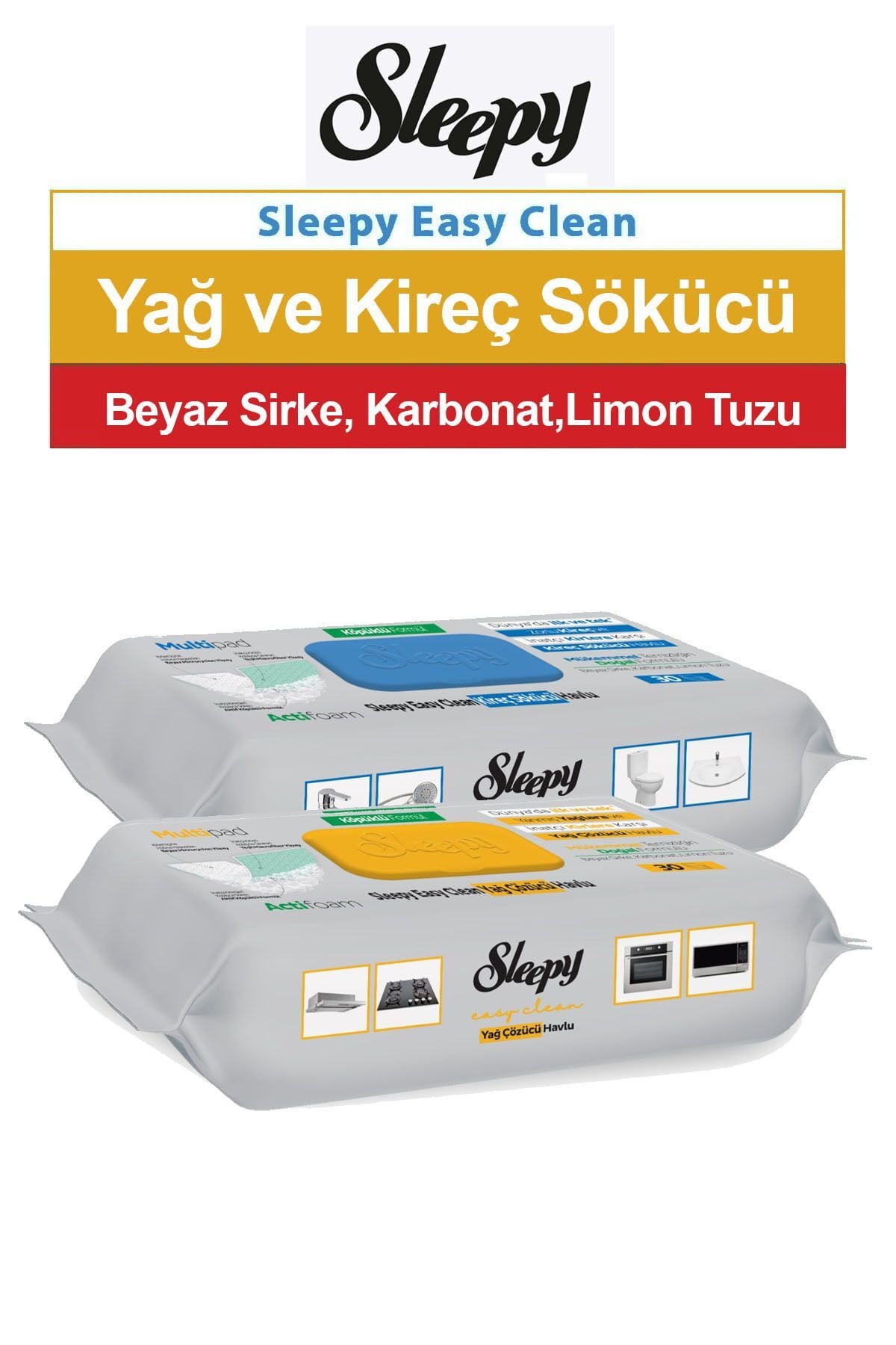 Sleepy Easy Clean Kireç Sökücü ve Yağ Çözücü Havlu 30'lu 2 Paket