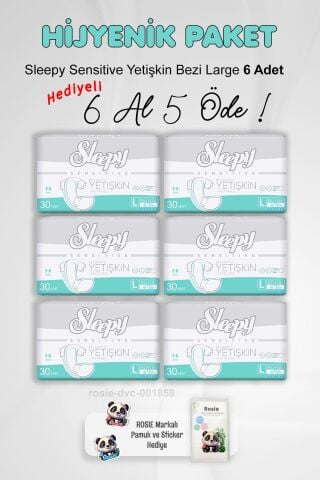 Sleepy Sensitive Yetişkin Bezi Large 6 Al 5 Öde ve Rosie Pamuk