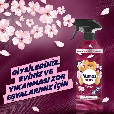 Yumoş Sprey Yıkanması Zor Eşyalar Için Giysi Spreyi Sakura 450 ml x 2 Adet